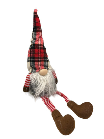 20" Red Plaid Sitting Gnome-NO TAX SPECIAL