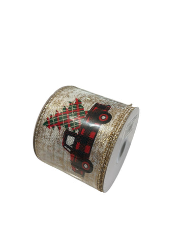 Ribbon Spool-Red Plaid Truck NO TAX SPECIAL