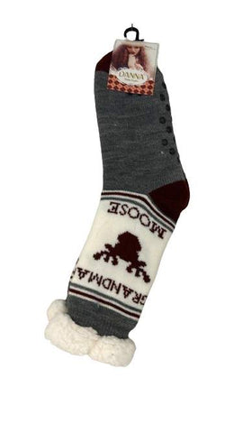 Grandma Moose Sherpa Socks
